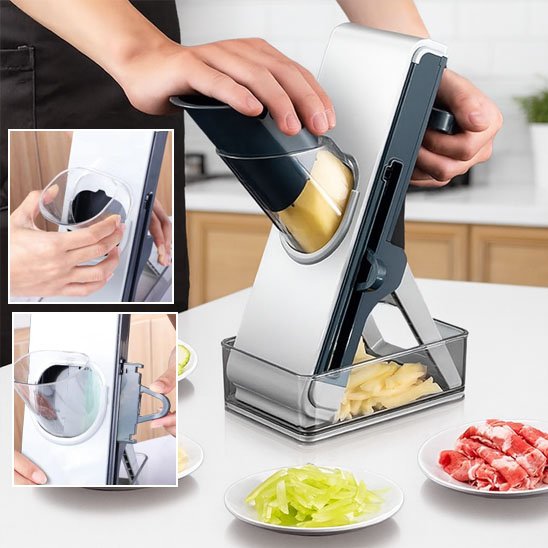 mandoline cuisine avec bac a legumes