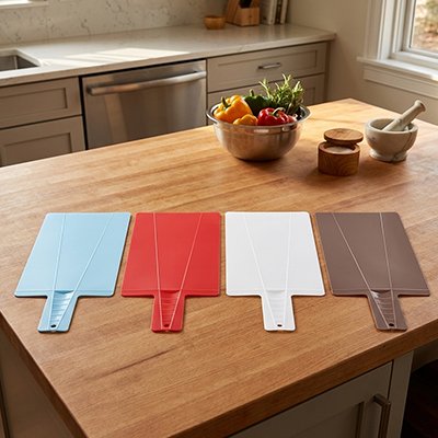 Planche a decouper en forme de pelle originale pour les legumes